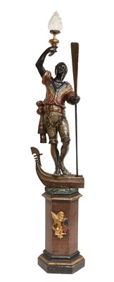 Lot 623 - A Venetian Carved, Painted and Giltwood...