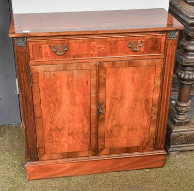 Lot 1440 - A Reproduction Yew Wood Single Drawer Side...