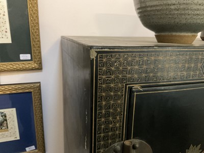 Lot 96 - A Reproduction Black Lacquer and Gilt Painted...