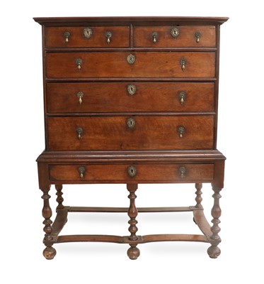 Lot 14 - A Walnut Chest on Stand, circa 1710, the...