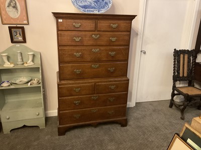 Lot 25 - A George III Oak Straight-Front Chest on Chest,...