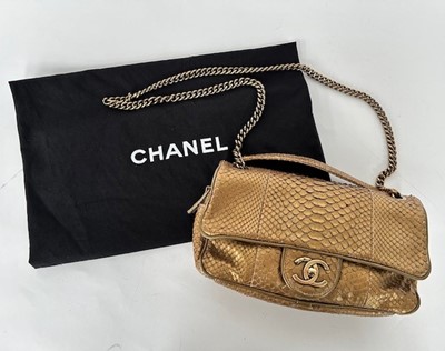 Lot 1088 - Circa 2012 Chanel Dark Gold Python Leather...