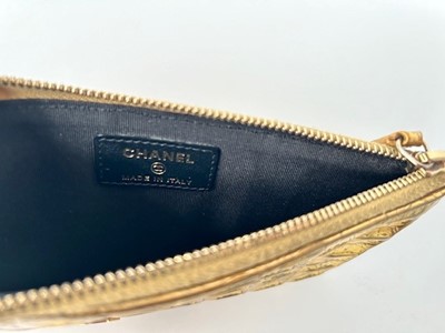 Lot 1041 - Circa 2019 Chanel Gold Crocodile Phone Pouch,...