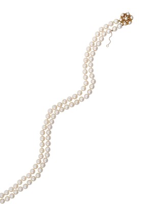 Lot 2195 - A Two Row Cultured Pearl Necklace, with A...