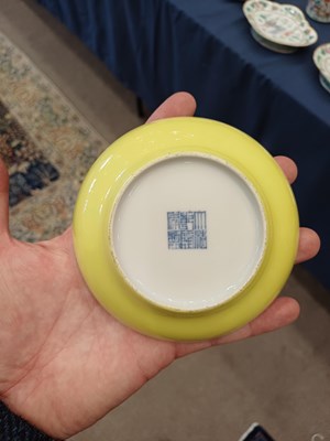 Lot 65 - A Pair of Chinese Porcelain Yellow-Ground...