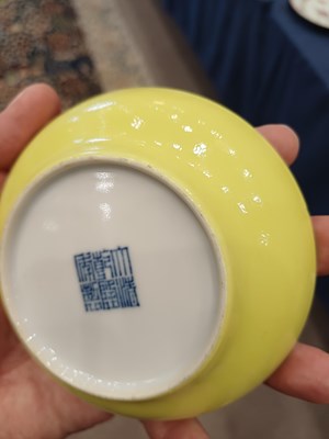 Lot 65 - A Pair of Chinese Porcelain Yellow-Ground...