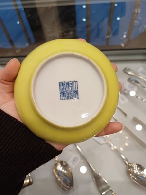 Lot 65 - A Pair of Chinese Porcelain Yellow-Ground...