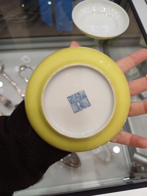 Lot 65 - A Pair of Chinese Porcelain Yellow-Ground...