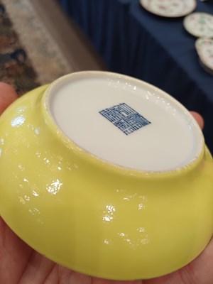 Lot 65 - A Pair of Chinese Porcelain Yellow-Ground...