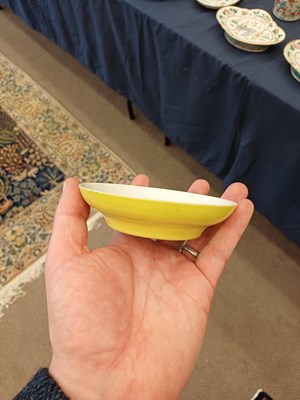 Lot 65 - A Pair of Chinese Porcelain Yellow-Ground...