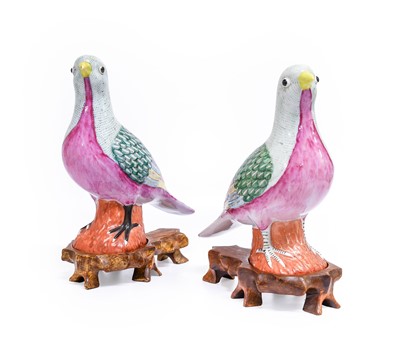 Lot 132 - A Pair of Chinese Porcelain Models of Pigeons,...