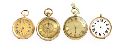 Lot 23 - Three Lady's 14 Carat Gold Fob Watches, cases...