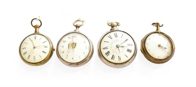 Lot 12 - Two Silver Pair Cased Verge Pocket Watches,...