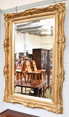 Lot 1380 - A Large Gilt Framed Rectangular Hanging Mirror,...