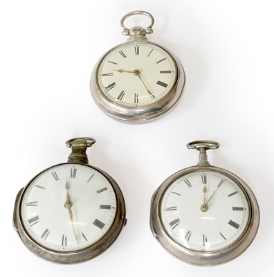 Lot 5 - Two Silver Pair Cased Verge Pocket Watches,...