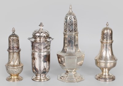Lot 54 - Four Various Silver Casters, one octagonal;...