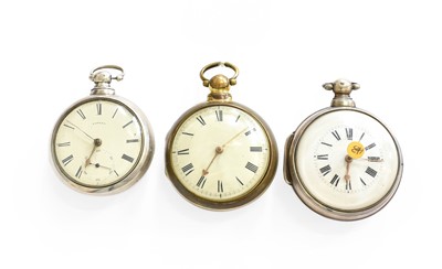 Lot 18 - A Silver Verge Pair Cased Pocket Watch,...