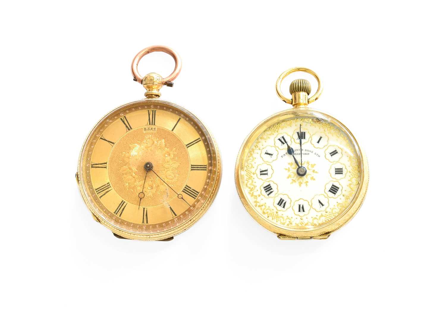 Lot 15 - Two Lady's 18 Carat Gold Fob Watches, both