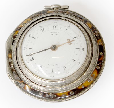 Lot 13 - A Silver and Tortoiseshell Triple Cased Verge...