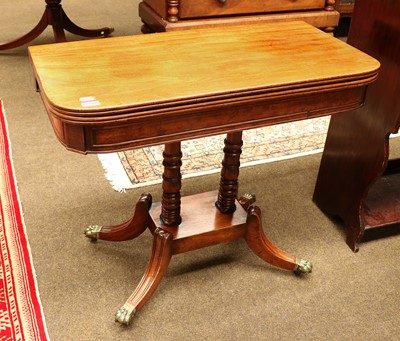 Lot 1396 - A Regency Mahogany Fold Over Card Table, the...