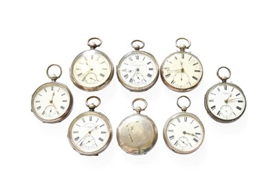 Lot 316 - Six Silver Open Faced Pocket Watches, A Silver...