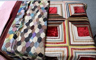 Lot 1102 - A Late 19th Century Patchwork Bed Cover,...