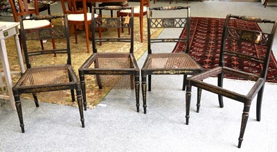 Lot 1173 - A Set of Four Regency Ebonised Dining Chairs,...