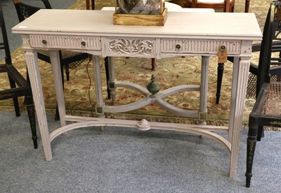 Lot 1174 - A Grey Painted Console Table, with two frieze...