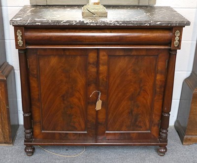 Lot 1235 - A Regency Mahogany Side Cabinet, with a black...