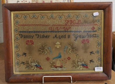Lot 1112 - Alphabet Sampler Worked by Fanny Fisher Aged 8...