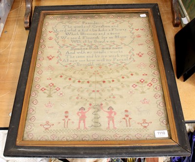 Lot 1110 - 19th Century Adam and Eve Sampler Worked by...