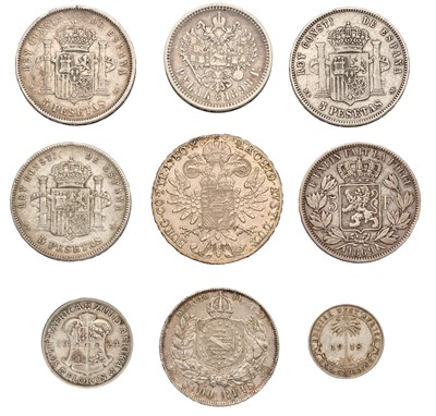 Lot 142 - Assorted World Silver Coins; 9 in total to...