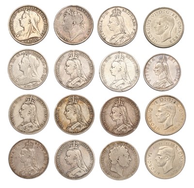 Lot 40 - 15x UK Crowns, to include; George III, 1820;...