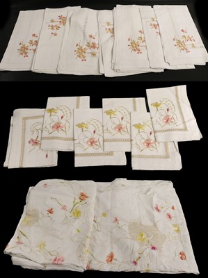 Lot 2058 - Early 20th Century Linen Table Set,...