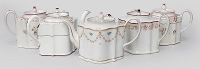 Lot 161 - Five New Hall Porcelain Teapots and Covers,...