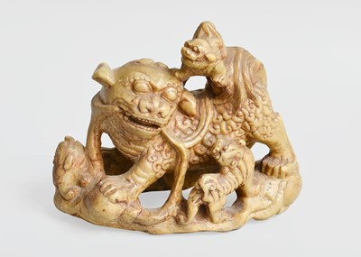 Lot 122 - A Chinese Carved Soapstone Temple Lion, with...