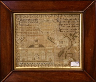 Lot 1165 - A 19th Century Mahogany Framed Sampler,...