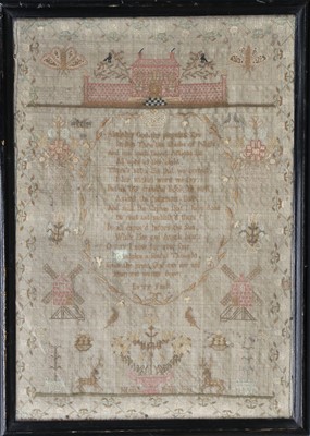 Lot A Decorative Pictorial Sampler Worked by...