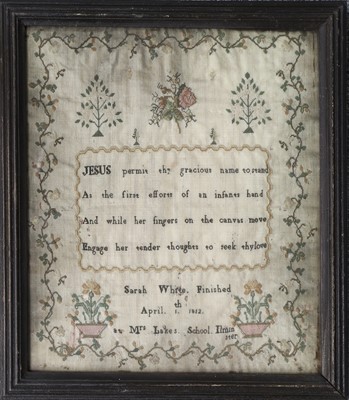 Lot 2029 - A Decorative Sampler Worked by Sarah White...