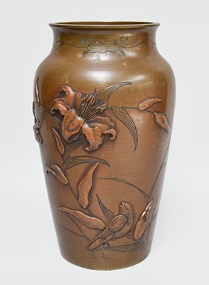 Lot 239 - A Japanese Bronze Overlay Vase, Meiji period,...