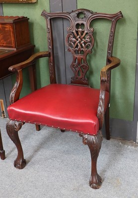 Lot 1289 - A 19th Century Carved Mahogany Elbow Chair, in...