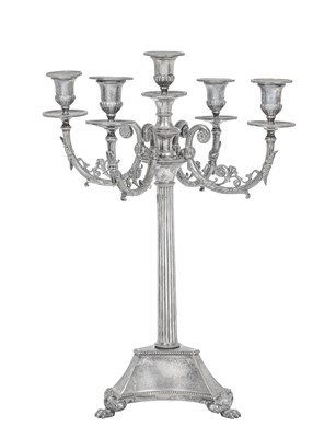 Lot 2306 - A Victorian Silver Plate Four-Light Candelabrum