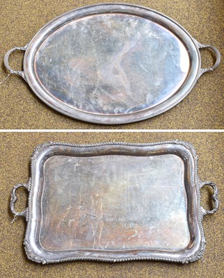 Lot 77 - Two Differing Silver Plate Trays, one oblong...