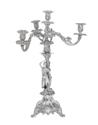 Lot 2304 - A Victorian Silver Plate Four-Light Candelabrum