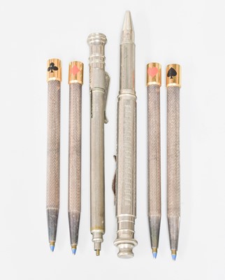 Lot 43 - Two Silver Plate Pencils, one engraved 'Fit...