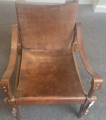 Lot 199 - A Pair of 1960s Danish Safari Chairs, pegged...