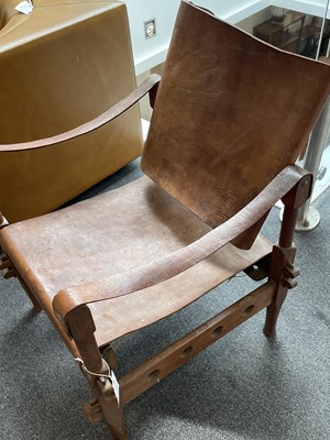 Lot 199 - A Pair of 1960s Danish Safari Chairs, pegged...