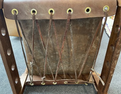 Lot 199 - A Pair of 1960s Danish Safari Chairs, pegged...