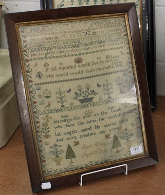 Lot 1111 - 19th Century Alphabet Sampler Worked by Jane...