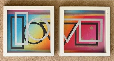 Lot 35 - Acerone (Contemporary) "Love" Collage, spray...